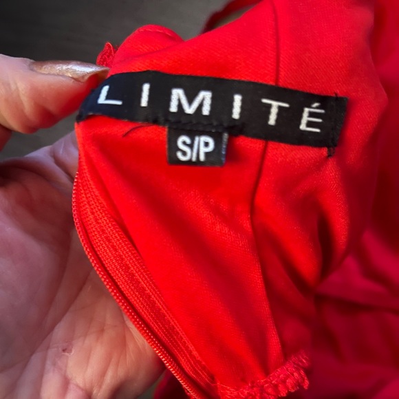 Limit evening dress mid length lace slip underneath rhinestone  straps women's M - Picture 10 of 10